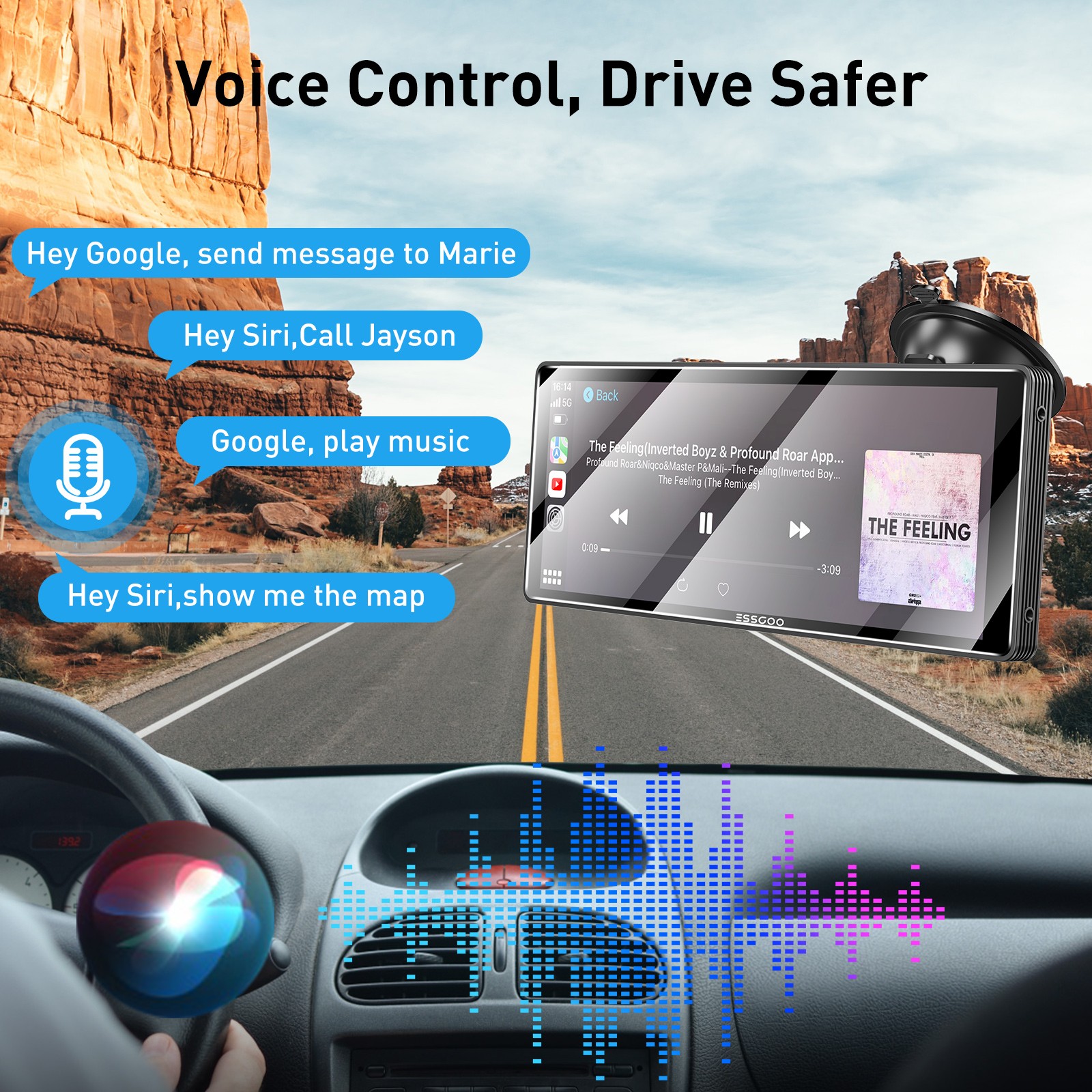 10.26″ Portable Car Stereo Radio Wireless Apple Carplay/Android Auto USB Camera