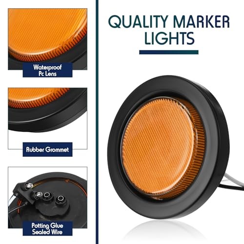 16 Pcs 2.5 Round Clearance Lights 13 LED Front Rear Side Marker Amber
