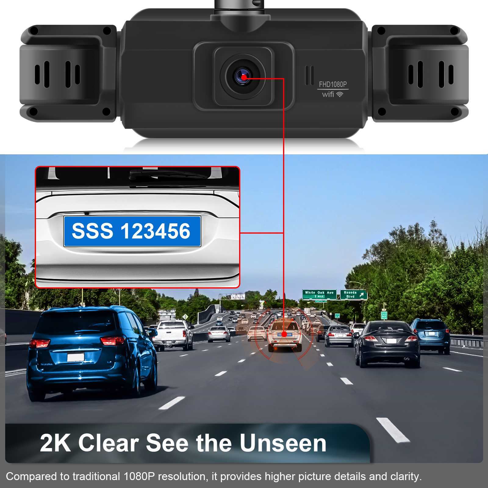 4 Channel Dash Cam Recorder 360° Car Camera DVR Vehicle Video G-Sensor WIFI 64GB