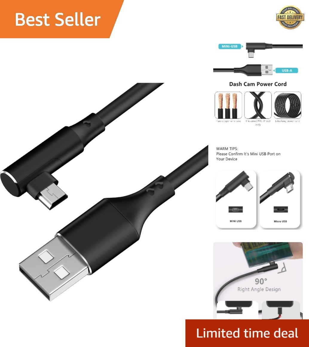 Charging Extension Cable For Dash Cam, USB 2.0 To Type-C, Mini Dash Cam Charg…