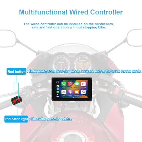 Wireless Carplay and Android Auto Motorcycle Dash Camera with 5″ CS5