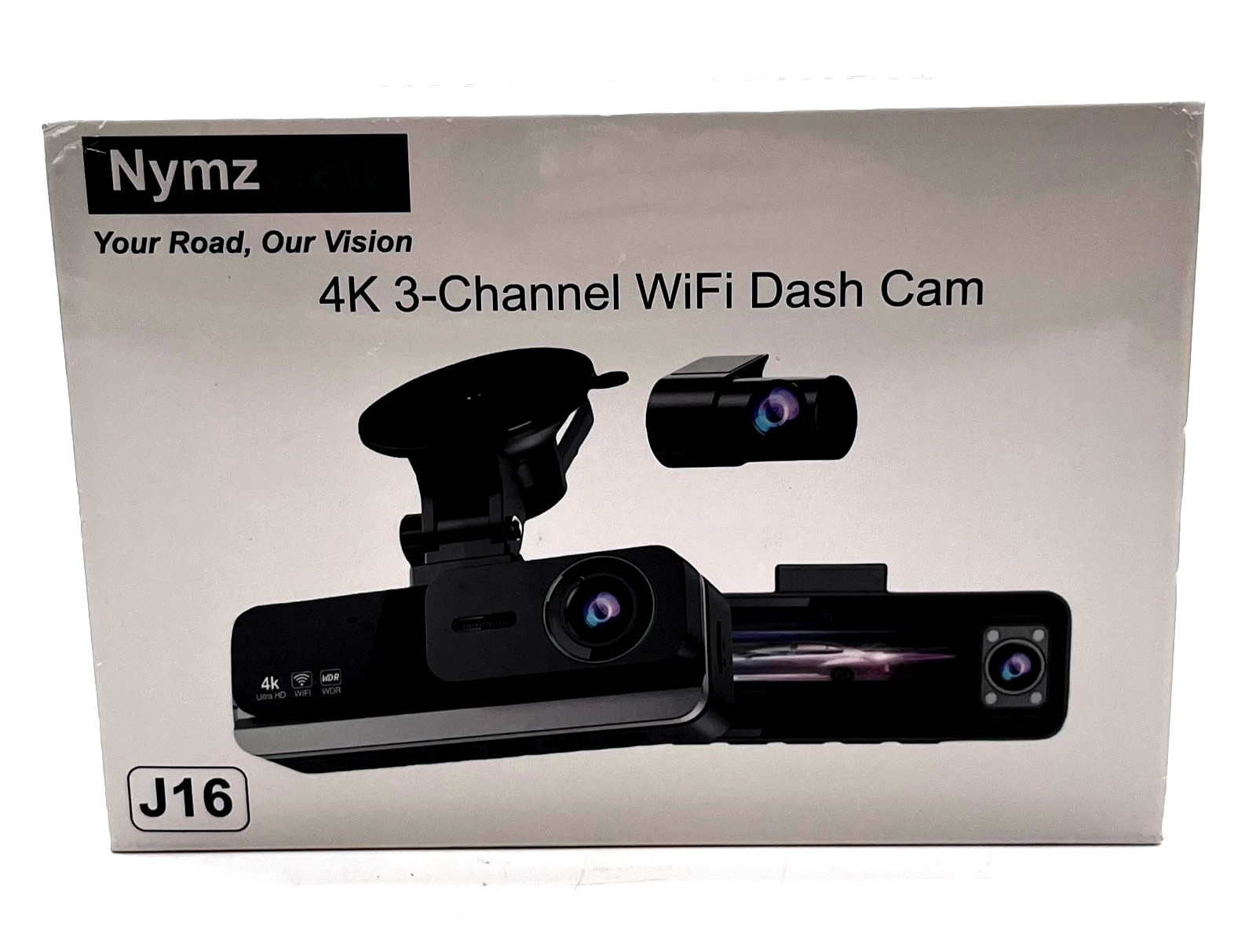 Nymzview 4K Ultra High Definition 3-Channel Wi-Fi Dash Cam Model J16