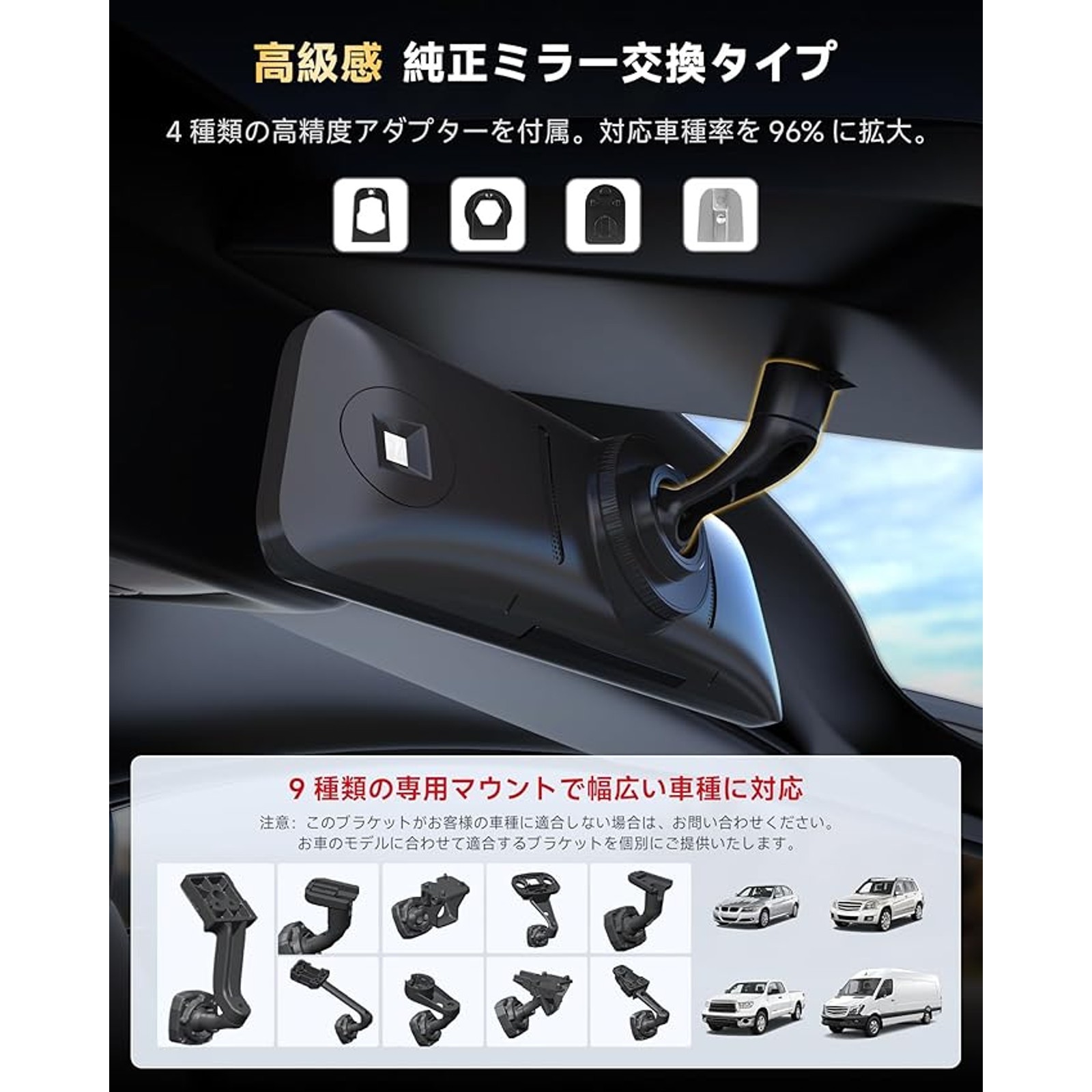 AUTO-VOX T9 Max Mirror Dash Cam Front Rear GPS Parking Monitor supercapacitor