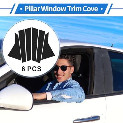 6 Pcs Door Pillar Window Trim for Hyundai for Genesis G80 2015-2022 Black