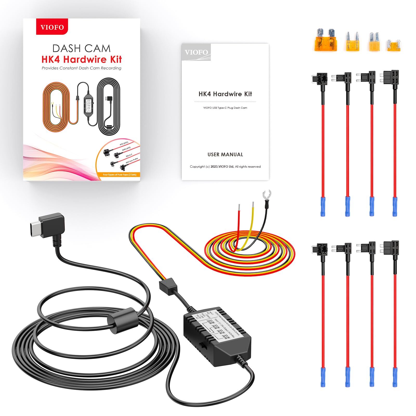 HK4 Hardwire Kit with 8pcs Full Set Circuit Fuse Tap -C Port for A119MINI /A1…