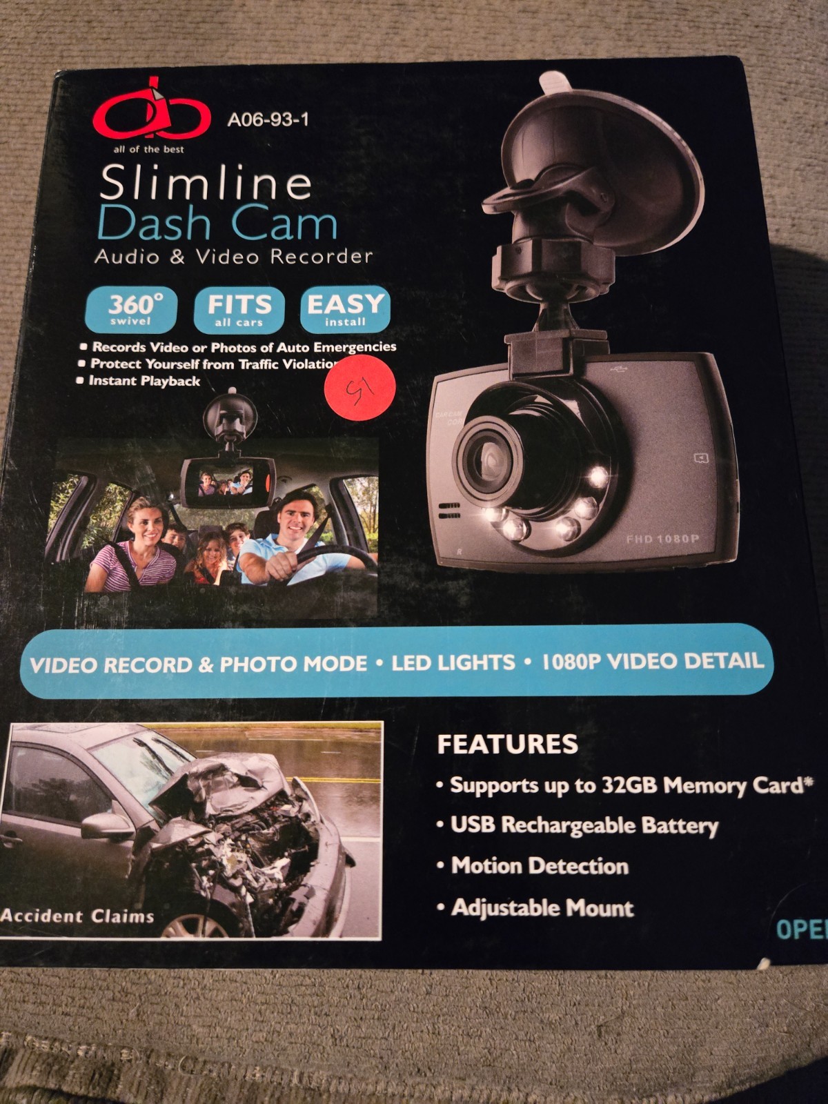 Slimline Dash Cam Audio and Video Recorder 360 Swivel, New by itek (Sealed Box)