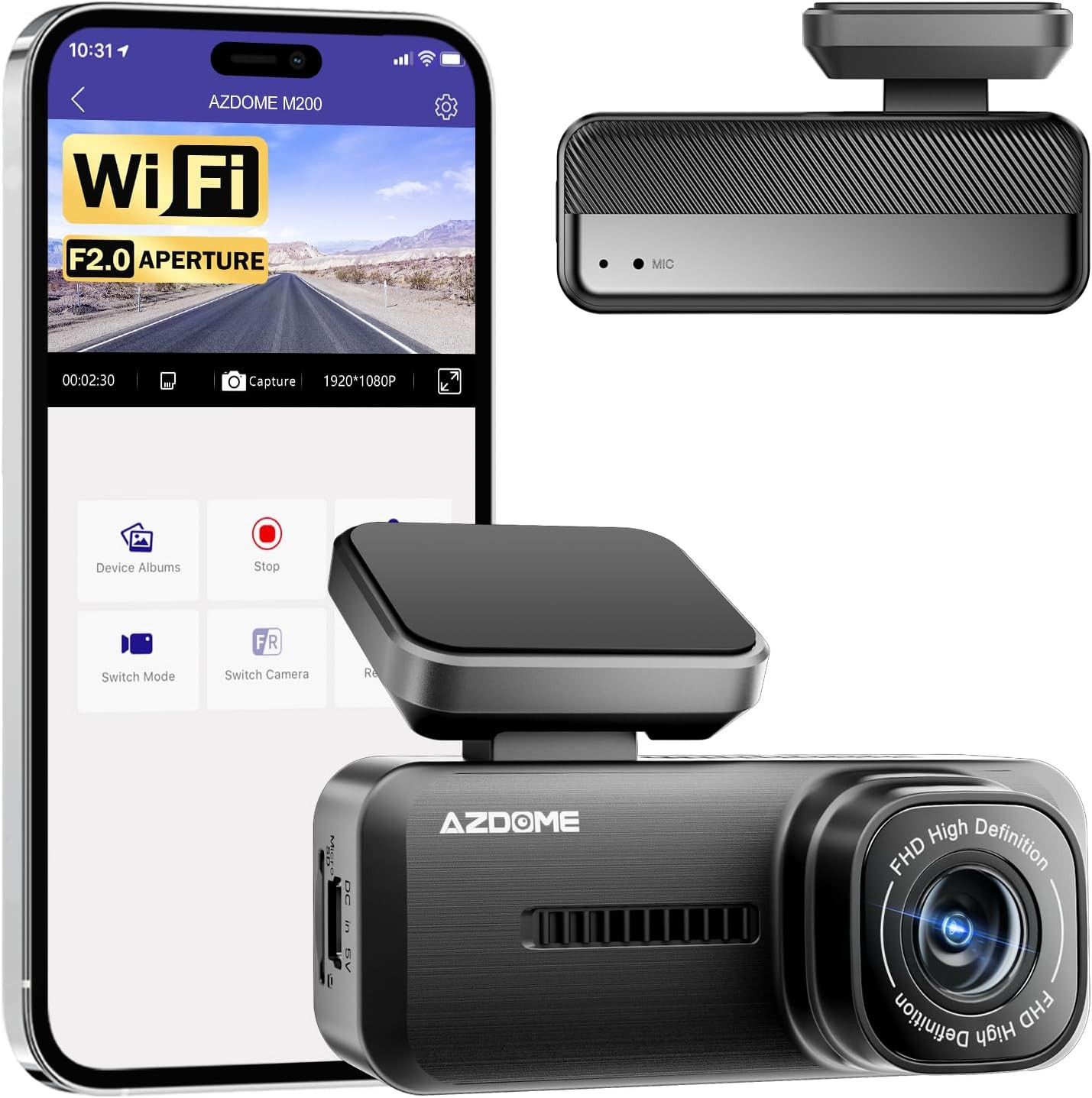 M200 Mini Dash Cam Wifi Dashcam, 1080P Front Dash Camera for Cars, Hidden Car Ca