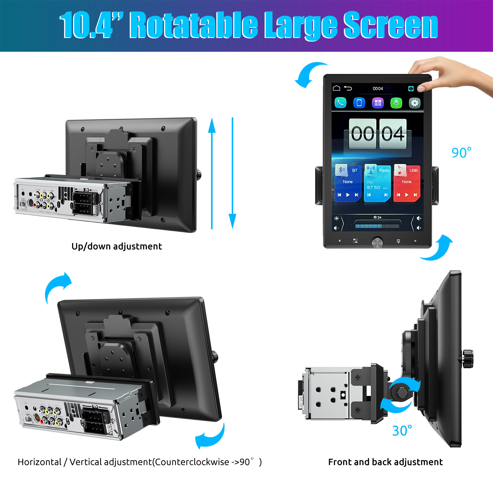 10.4″ Single DIN Touch Screen Stereo Bluetooth Radio Apple/Android Carplay + CAM