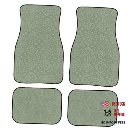 Damask Pattern Car Floor Mats Custom Antique Baroque Beautiful Sage Green