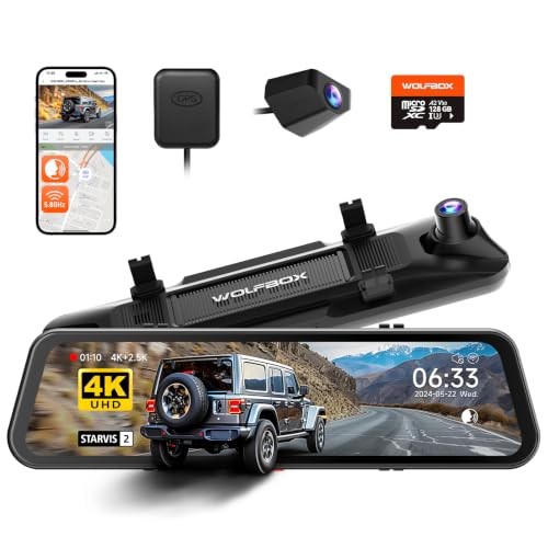 G900 PRO Mirror Dash Cam with 8MP STARVIS IMX678, 12 inches Rear View Mirror