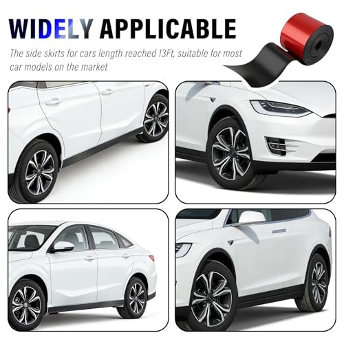 13Ft x 3.15In Side Skirts for Cars Protector,Flexible Rubber Bumper Guard for