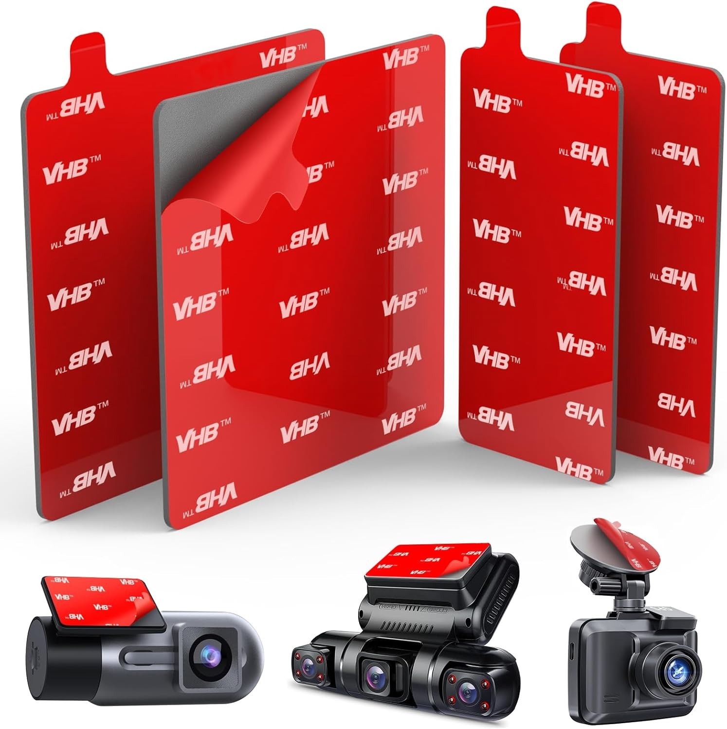 4 Pcs High Heat Resistant Dash Cam Adhesive Pads – Secure & Strong Mounting