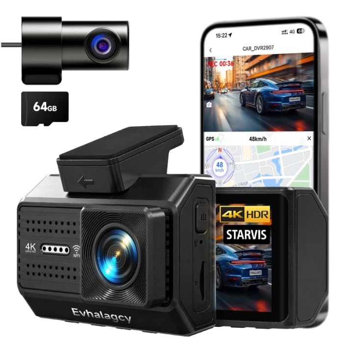 4K+1080P Dash Cam Front and Rear, Osmo Dashcam pro with STARVIS Night Vision,