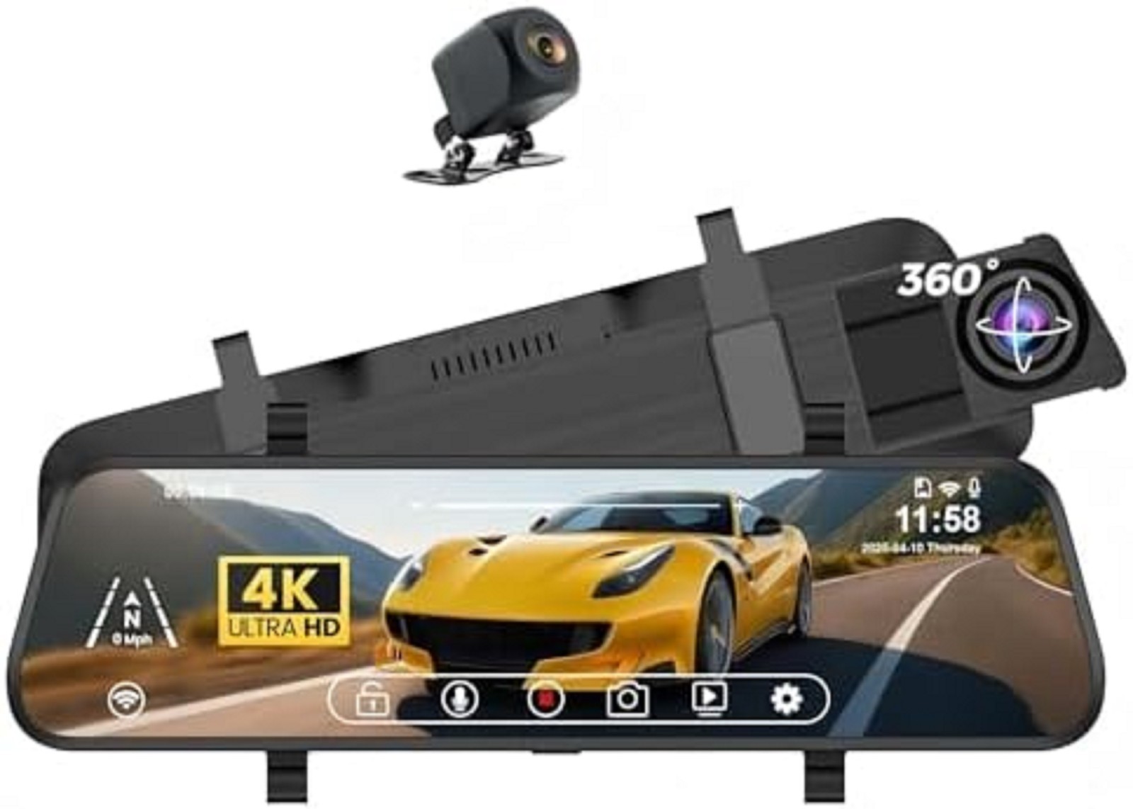 Espejo Retrovisor Con Camara De Seguridad 10″ Reversa y Frontal Para Coche Auto