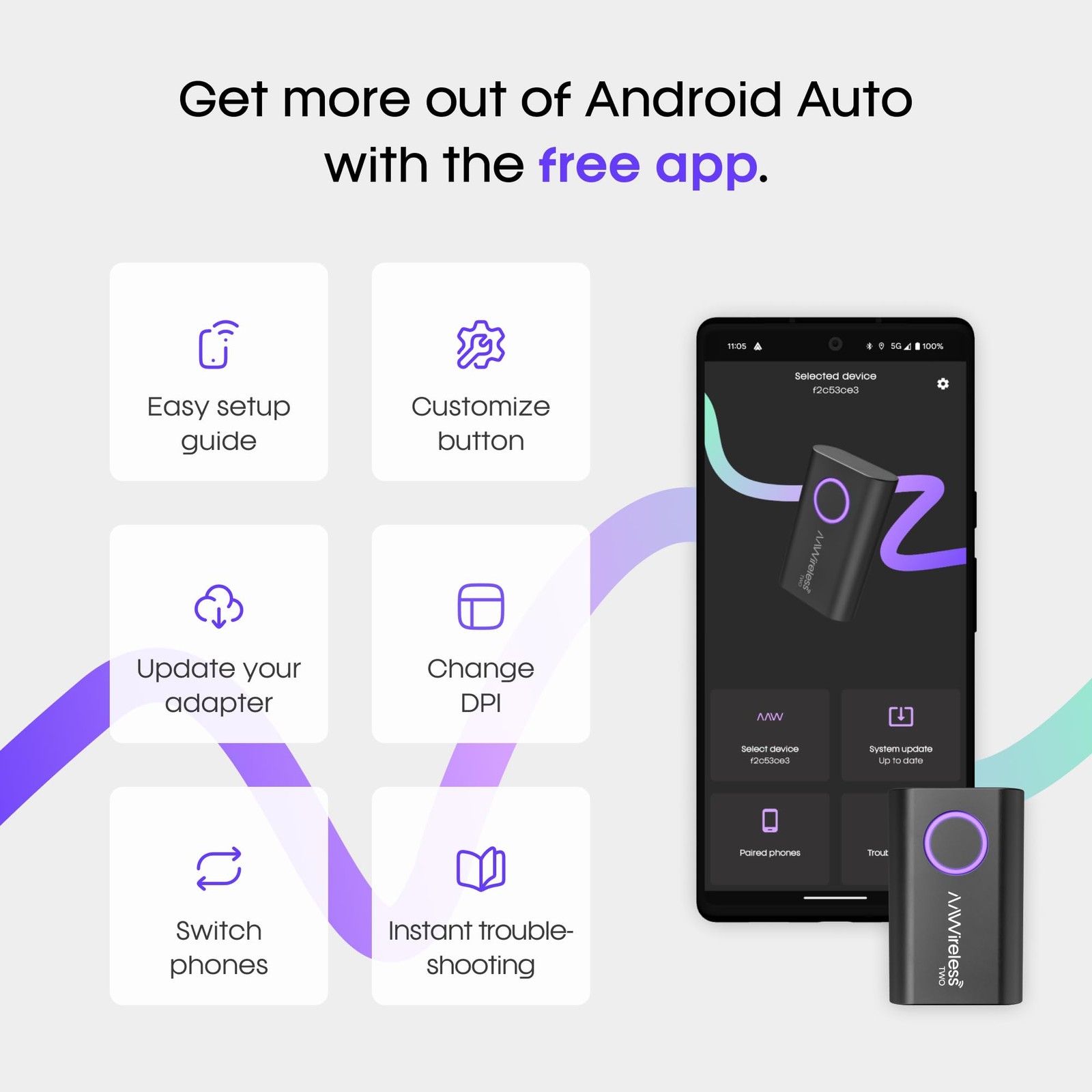 AAWireless Two – Wireless Android Auto Adapter – Convert Factory Wired Androi…