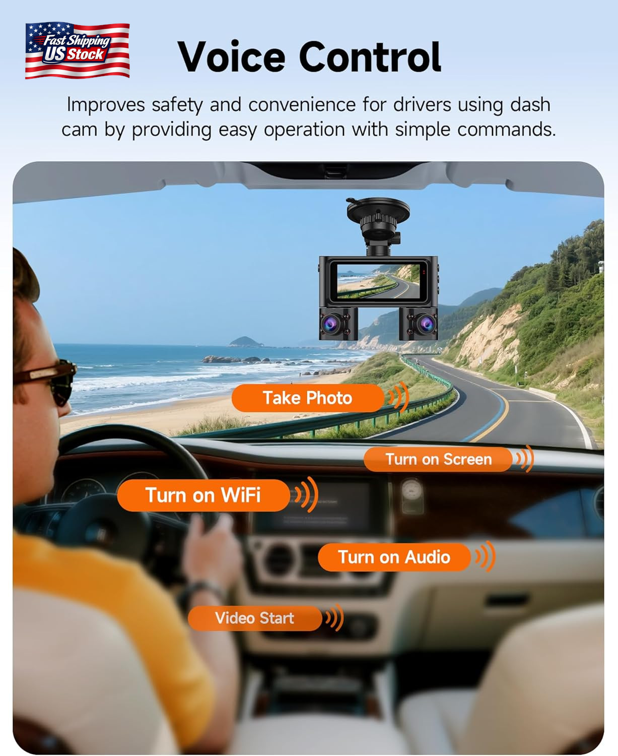 HUPEJOS 360° View Dash Cam Front and Rear Inside, 4 Channel Camera for Cars | 3.