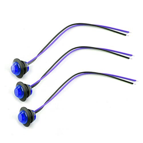 10PCS Sealed Waterproof 3/4″ Mini Round Clearance LED Front Colored Lens Blue