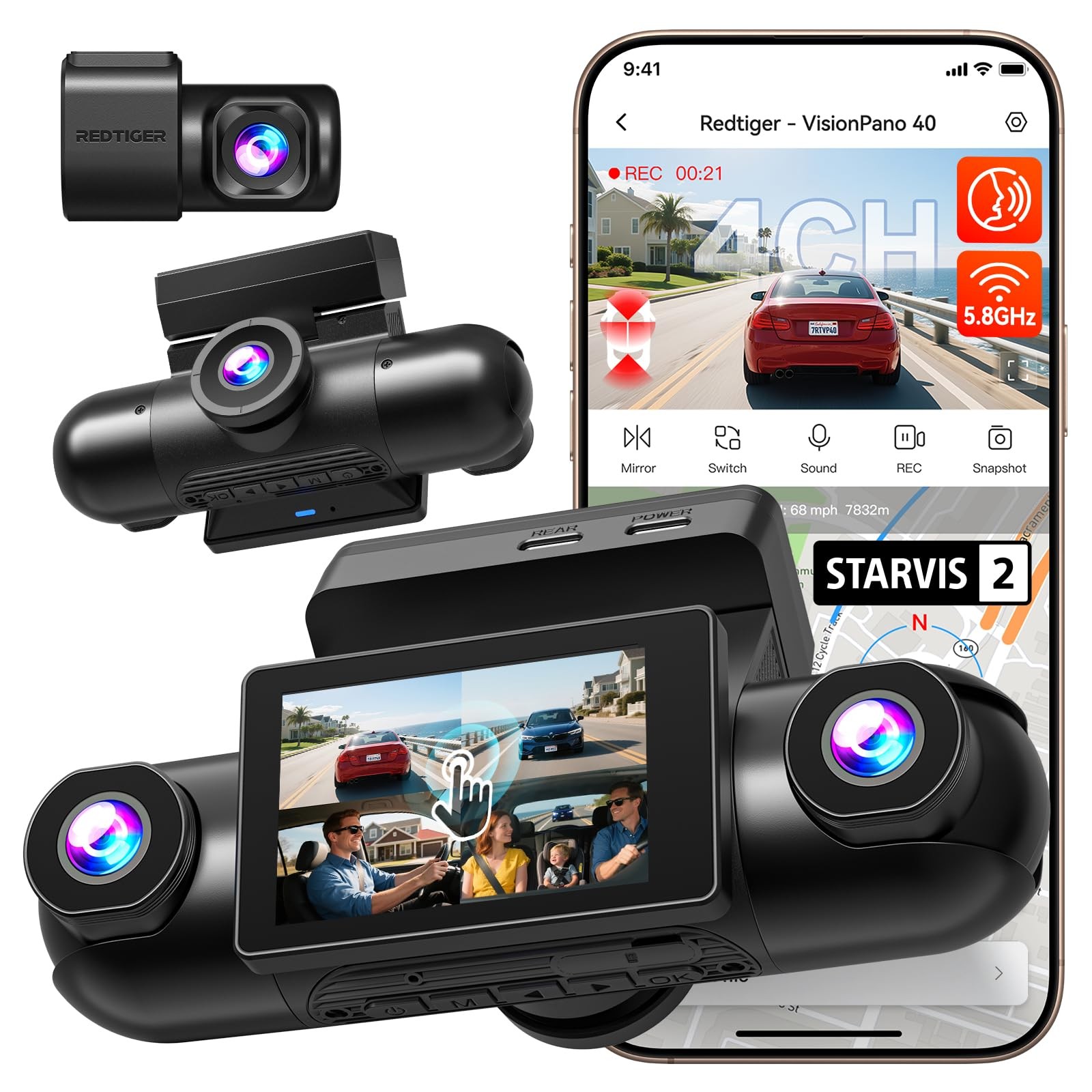 VP40 4 Channel 360° Dash Cam, Dual STARVIS 2, 8 IR Night Vision