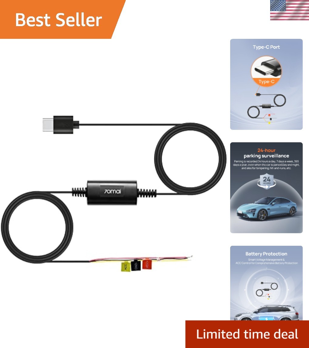 Dash Cam Hardwire Kit UP03, 10ft Type-C with 24/7 Surveillance Power Supply