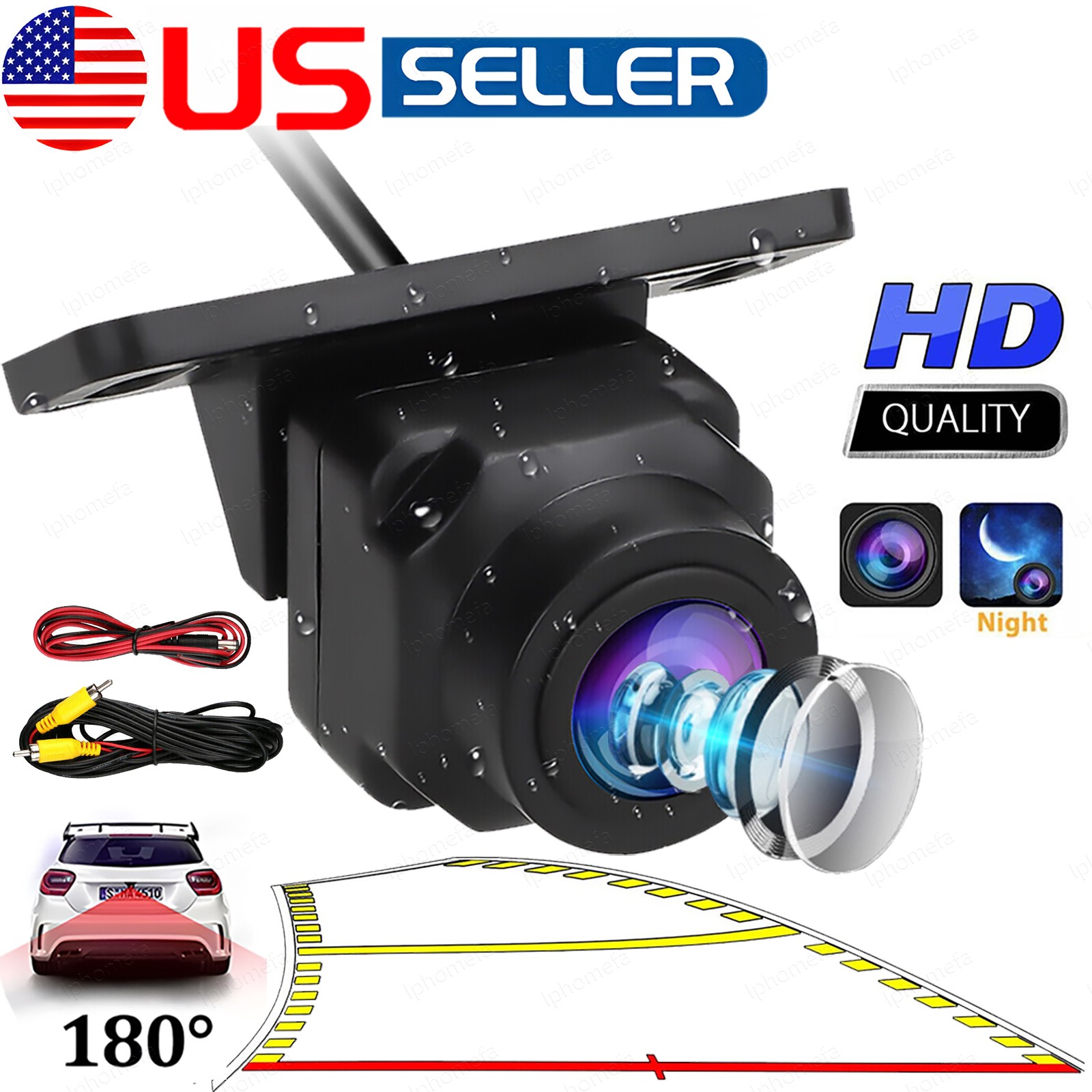 180º Car Rear View Backup Camera Reverse Parking Waterproof CMOS Night Vision