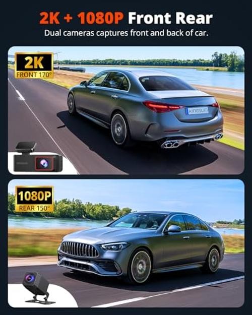 Wireless Dash Cam Front and Rear 2K, WiFi APP Dash Camera E2PRO DUAL DASHCAM