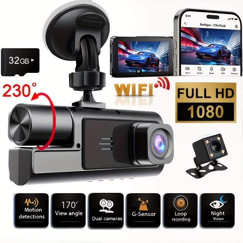 Uber Lyft Dash Cam Dual Lens 1080P HD G-Sensor Night Vision Car DVR camera Asis