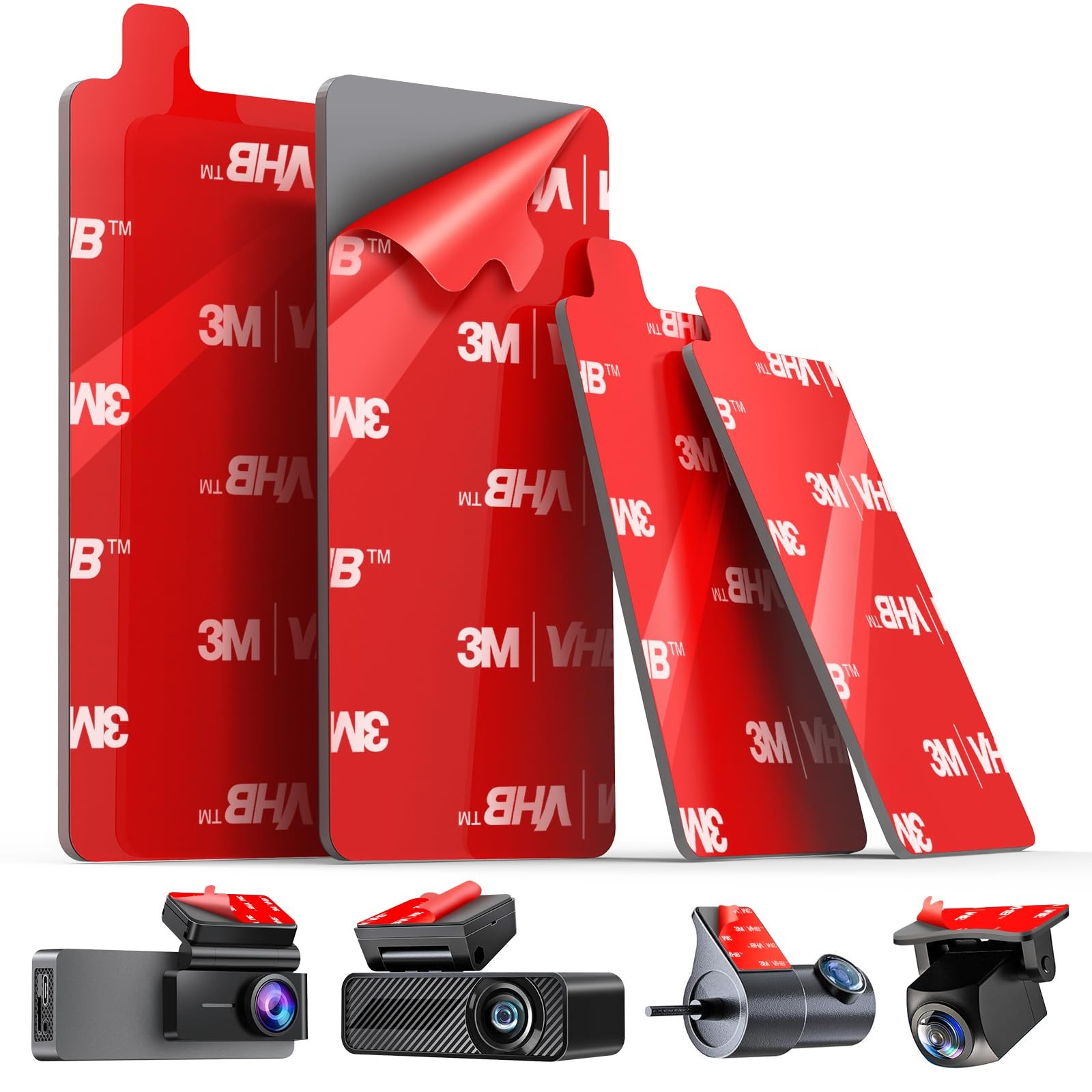 Dash Cam Adhesive Mount Heat Resistant Windshield Mount Tape Fasteners 4Pcs Set