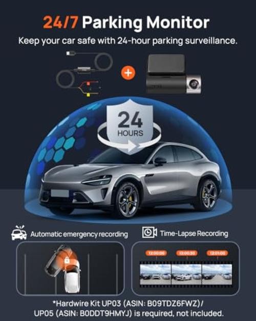 Dash Cam Front and Rear A510,1944P+1080P with STARVIS 2 Front and Rear + 64GB