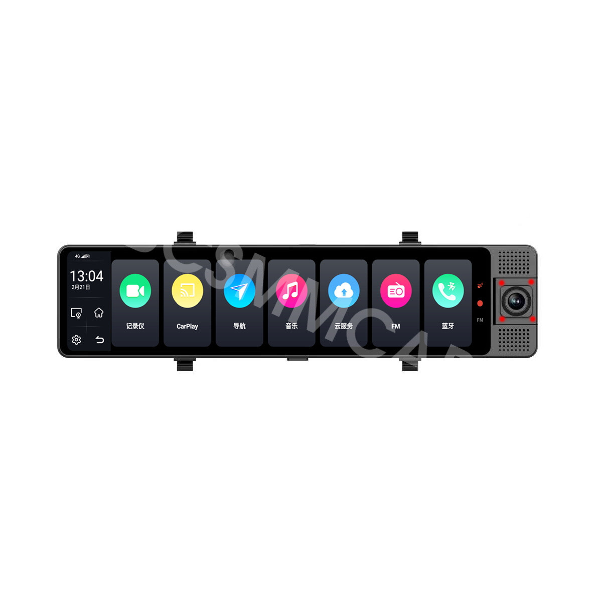 3 Lens Rearview Mirror Dash Camera Driving Recorder For Carplay GPS Navigation