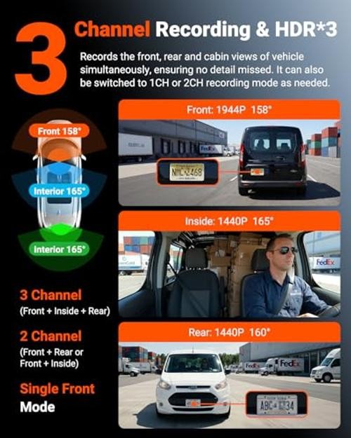 N4S 3 Channel Dash Cam, STARVIS 2 HDR IR Night Vision | Vantrue N4S