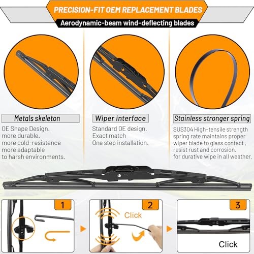 3-Pack Windshield Wiper Blades for Chevy Chevrolet Traverse 2012-2017,