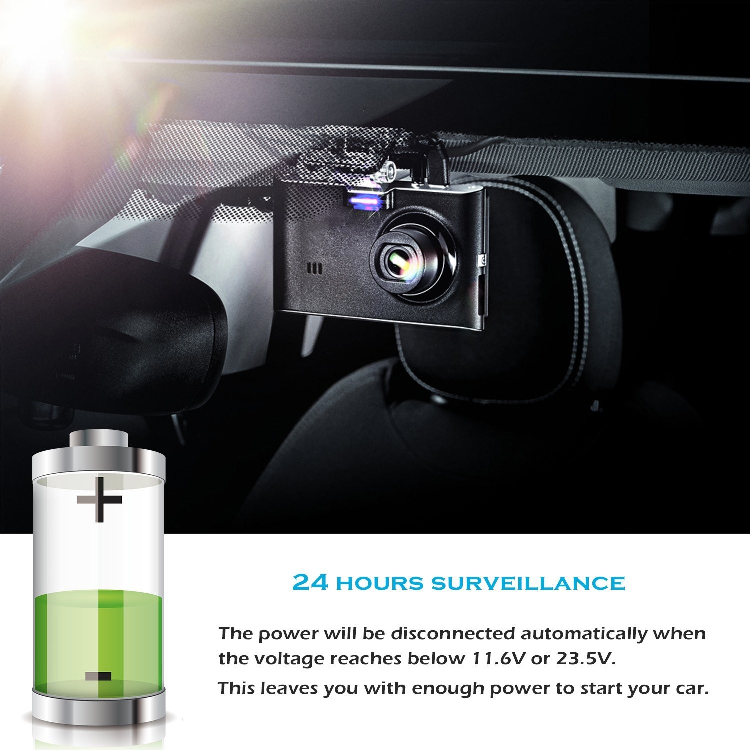 Mini USB Dash Cam Hardwire Kit for 24-Hour Surveillance – 11.5ft Power Cord
