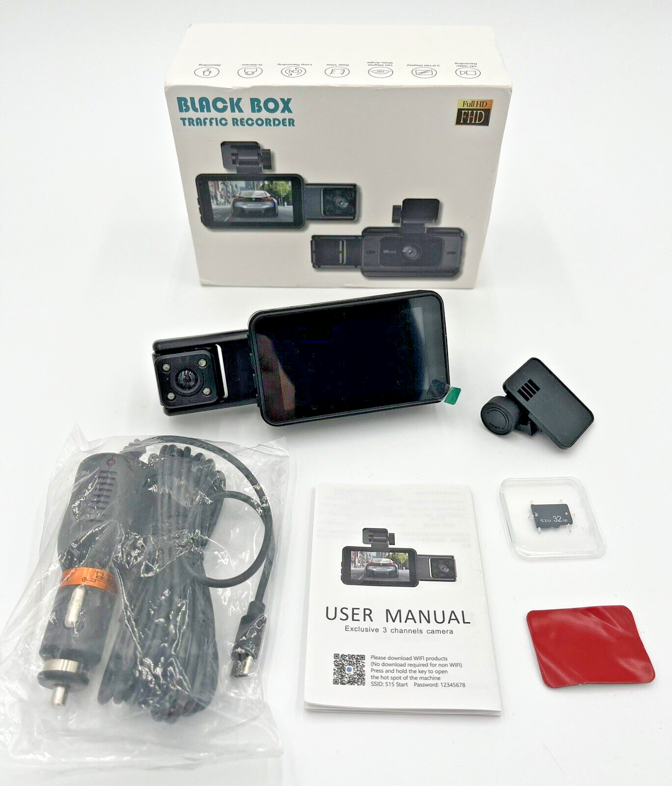 Black Box Traffic Recorder Dash Cam HD Camera Front Rear Video Memory Card -NEW*