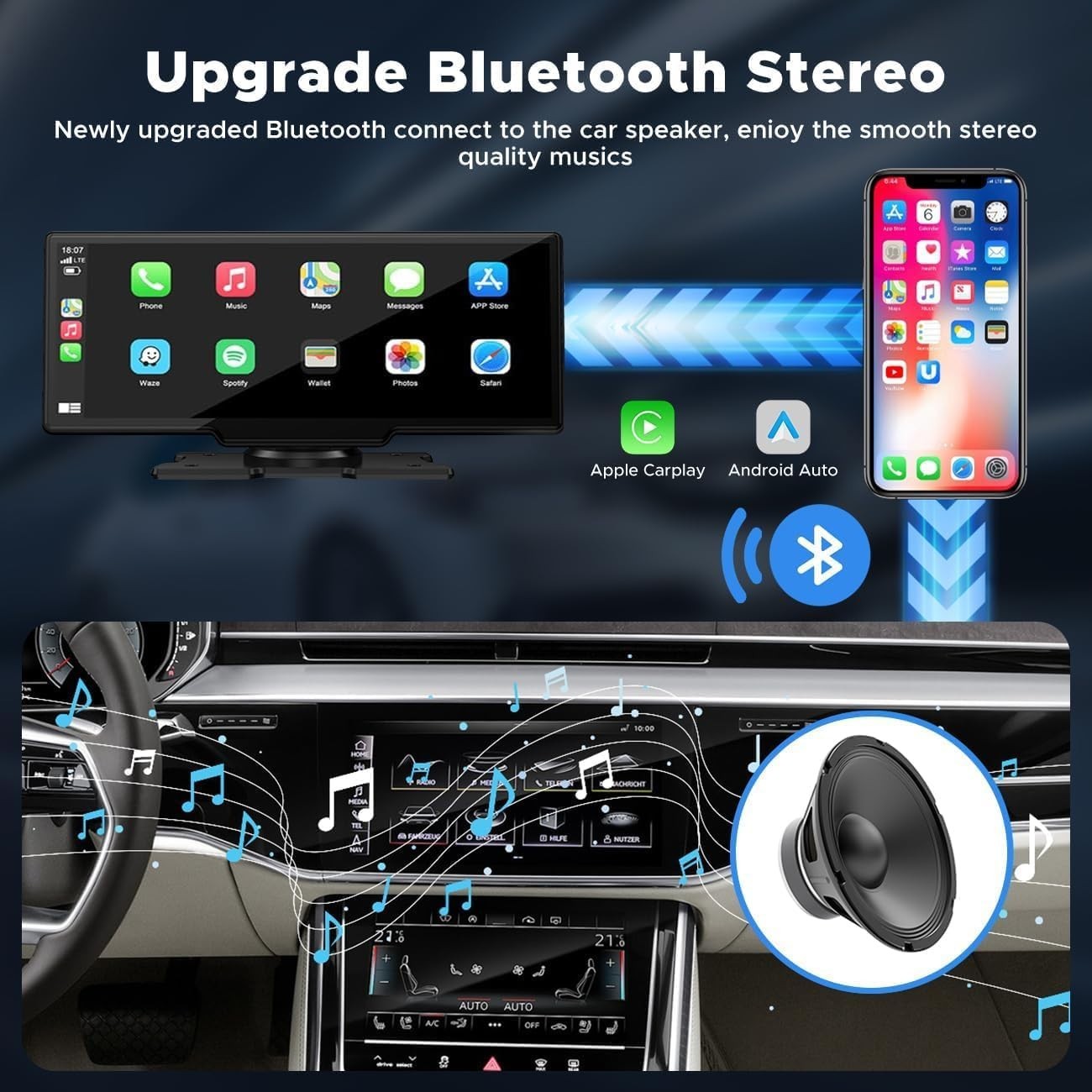 9.26″ HD Carplay Screen with 2.5K Dash Cam & 1080P Backup Camera – Universal Fit