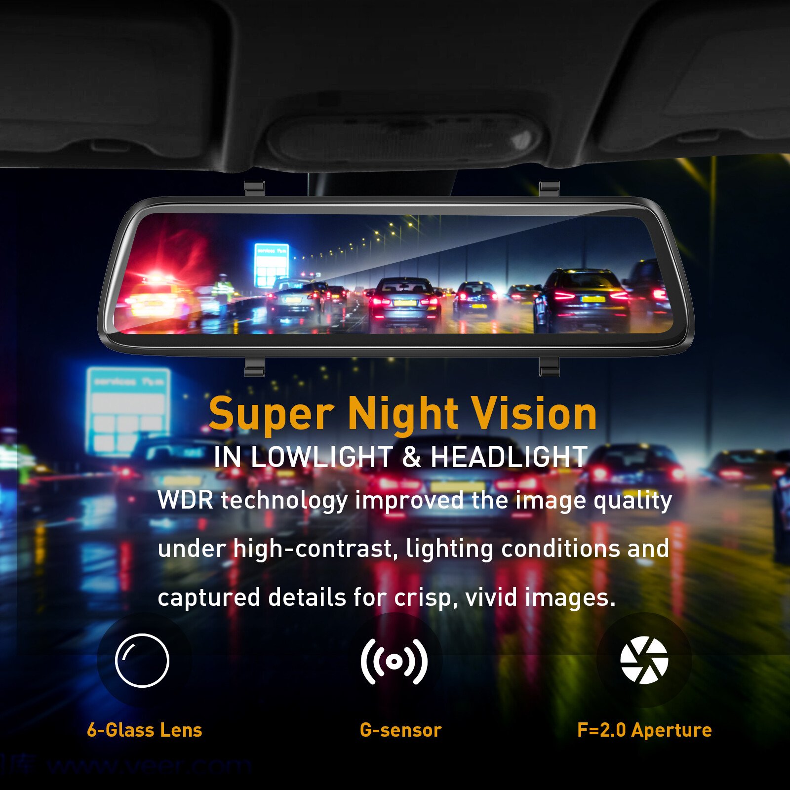 XGODY 10” Dash Cam 1080P FHD Car DVR Dual Lens Front Rear Video Recorder Camera