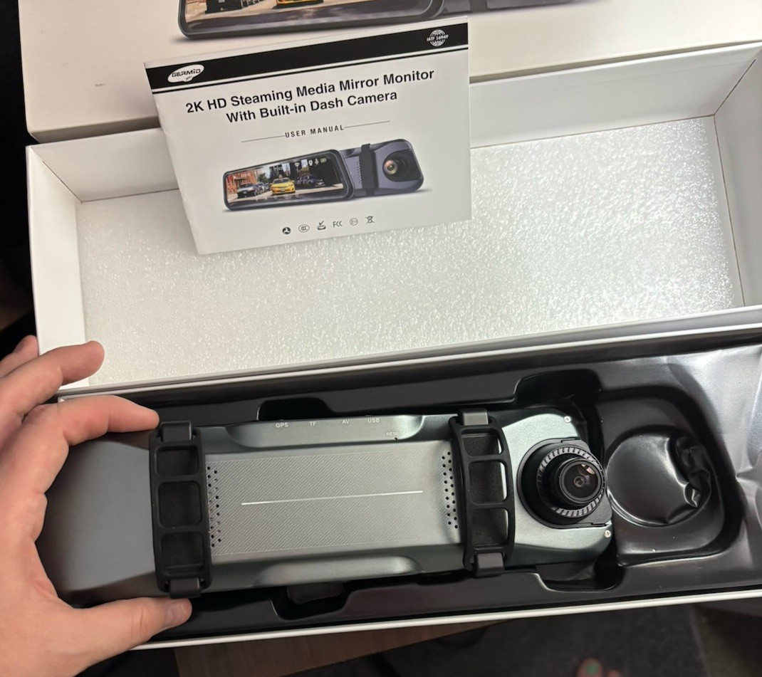 Germid 2K HD Touch Screen Mirror Dash Cam DVR Front & Rear Camera New in Box
