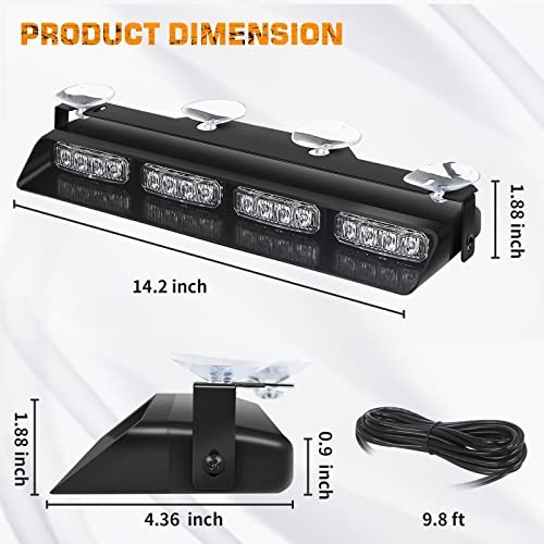 2x 14 inch Dash Strobe Lights Amber White Emergency Lights | Amber/White