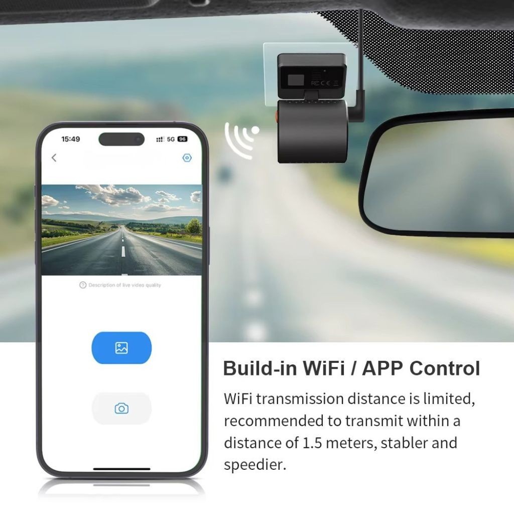 2K Mini Dash Cam WiFi Car Camera Night Vision Loop Voice Control Recording