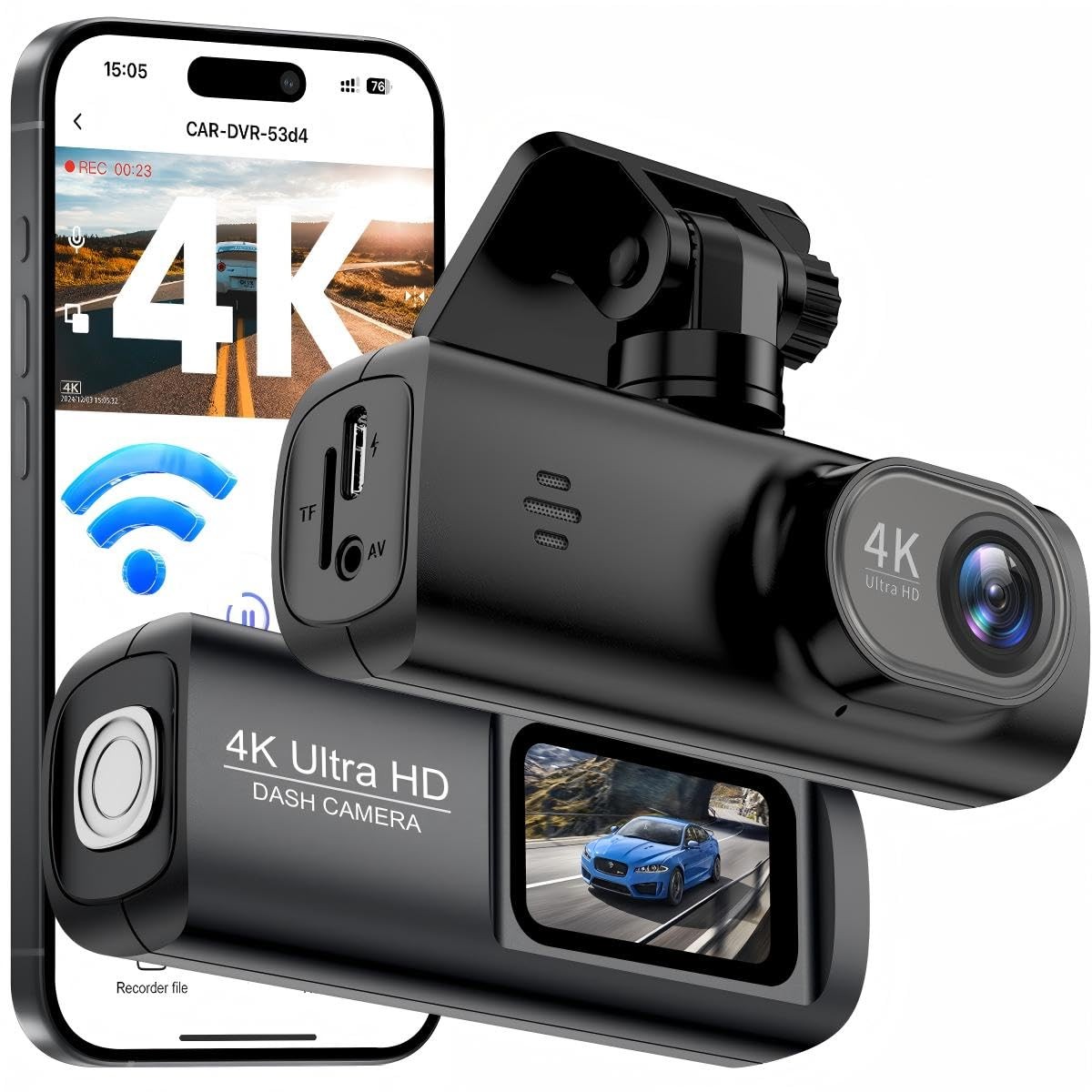 4K Camaras Para Carros Delantera Wifi Que Graben 24/7 Visión Nocturna En Oferta