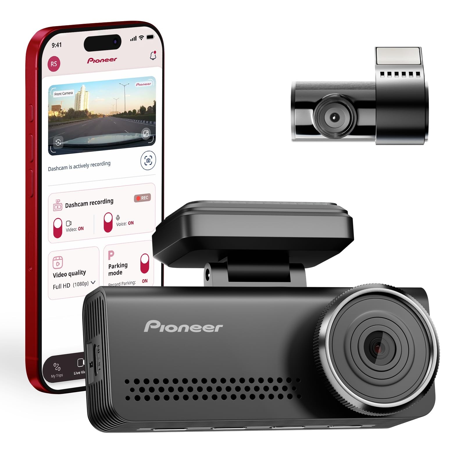 Pioneer VREC-Z820DC Dual Dash Cam Front and Rear Car Camera – Premium 4K Camera