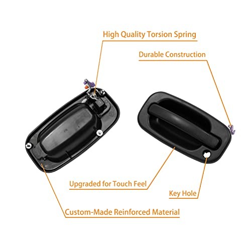 Exterior Door Handles Front & Rear & Left & Right w/Black Trim (4PCS) Chrome