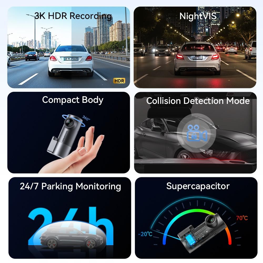 DDPAI MINI Pro 3K Dash Cam WiFi HDR Night Vision Voice Control Car DVR