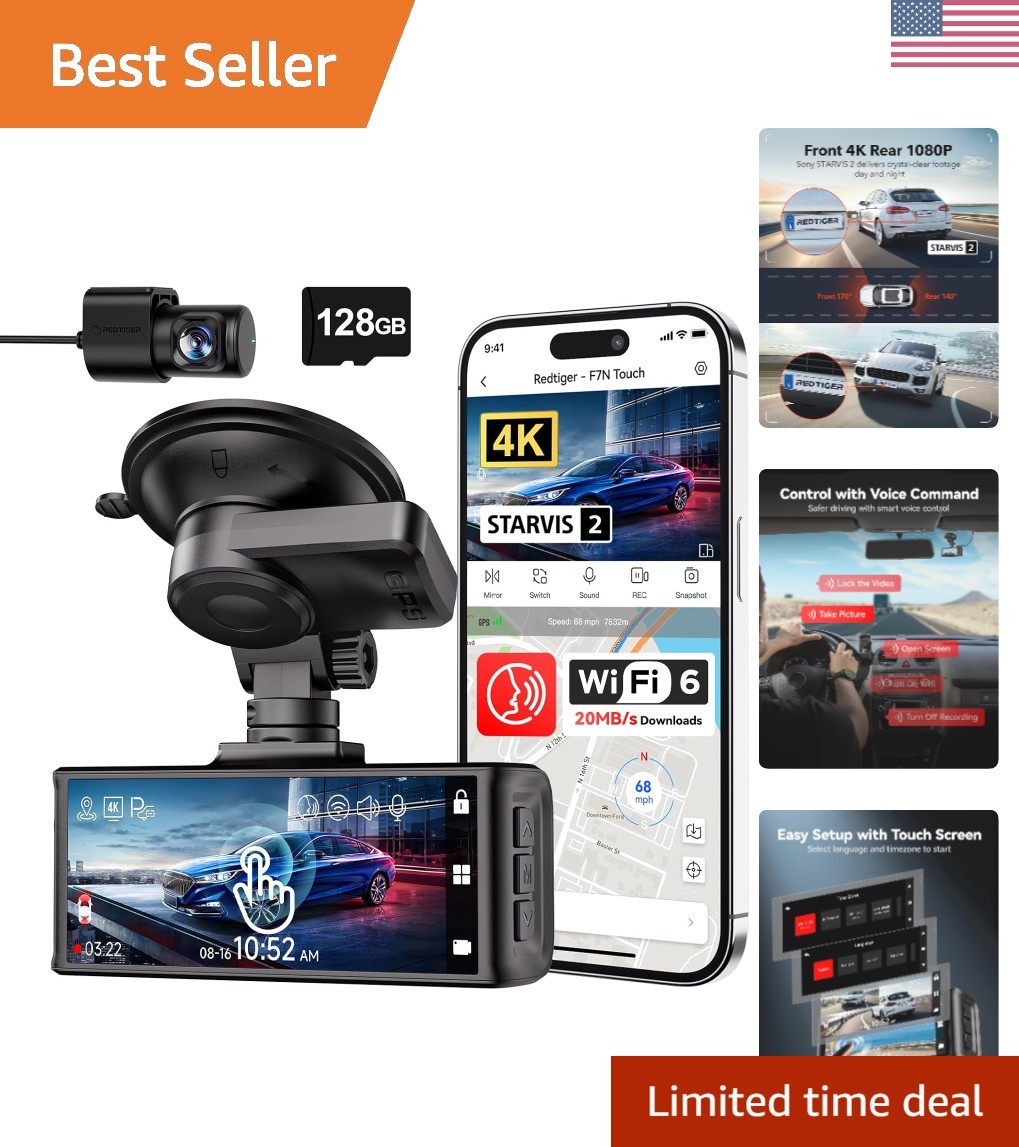Compact Dual Camera Dash Cam with 24-Hour Parking Monitoring & Easy Installation