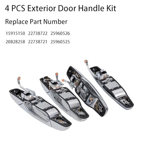 4PCS Exterior Door Handles Compatible with 2007-2014 Cadillac Escalade, Chrome