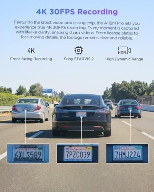 A119M Pro 4K HDR MINI Dash Cam, STARVIS 2 IMX678 Sensor, Front Dash Camera