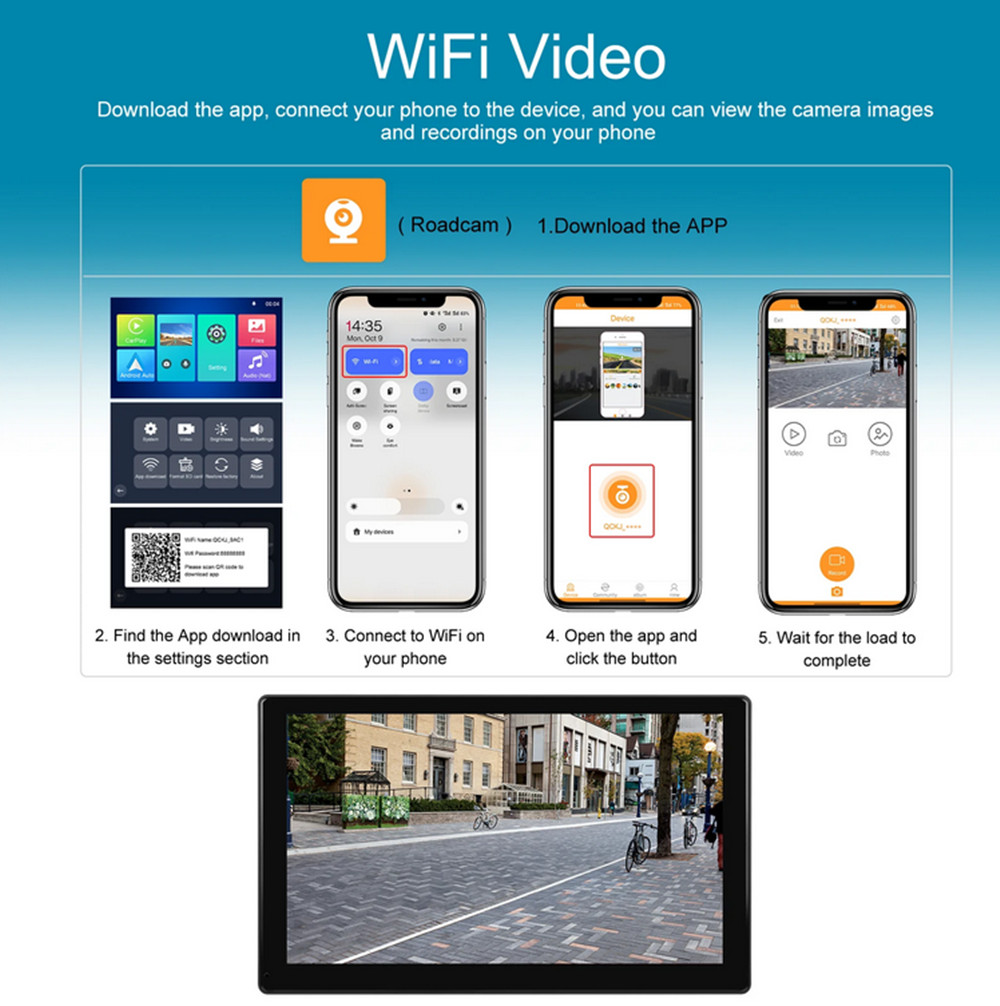 Car Dashboard Dash Cam 4K 9in IPS Monitor For Carplay Android Auto Car DVR ADAS