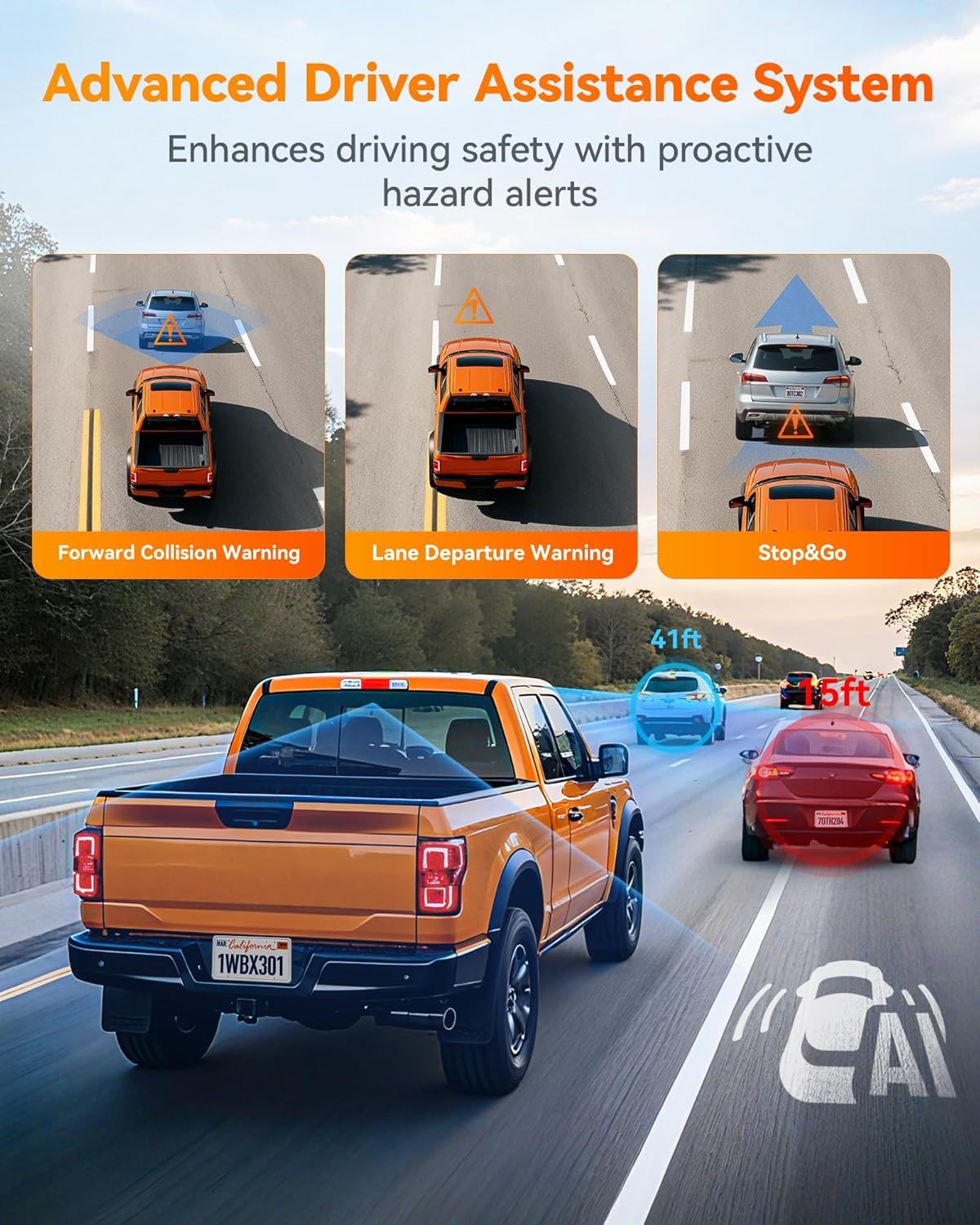 WOLFBOX X3 PRO Dash Cam Front and Rear, Dual STARVIS 2 IMX675 ADAS Car Camera