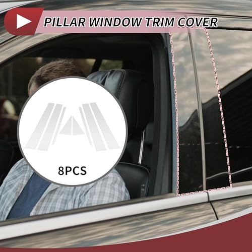 8 Pcs Door Pillar Window Trim for Nissan Sentra 2013-2017 Front Silver Tone