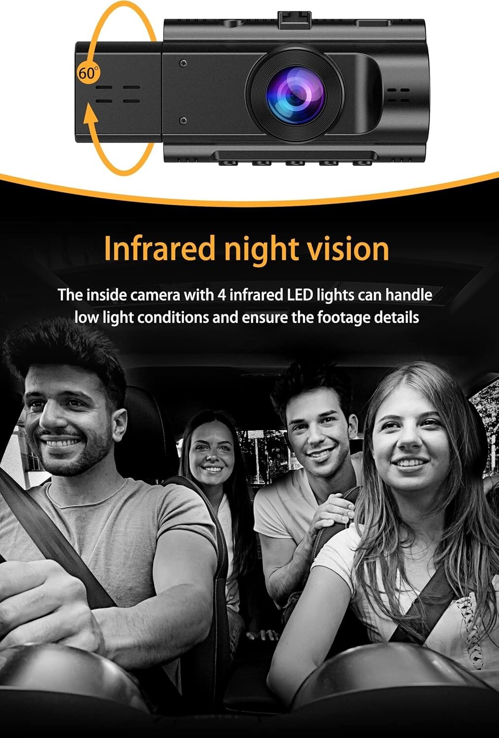 24-Hour Parking Monitoring Dash Cam with Loop Recording and Emergency Lock Video