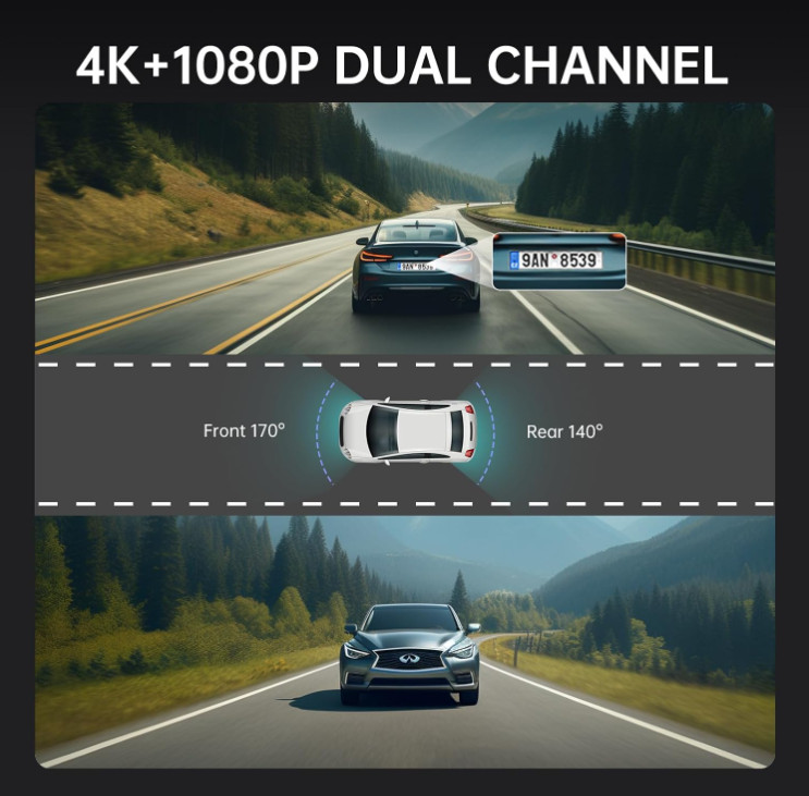 Cámara Espejo Coche 4K 10″ Táctil 1080P Trasera Visión Nocturna Tarjeta 32GB